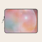 Boho Celestial Moon Abstract Cosmic Aura Art in Soft Pastels Laptop Sleeve Gallery Image 1