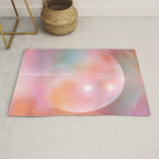 Boho Celestial Moon Abstract Cosmic Aura Art in Soft Pastels Rug Gallery Image 1
