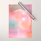 Boho Celestial Moon Abstract Cosmic Aura Art in Soft Pastels Wrapping Paper Gallery Image 1