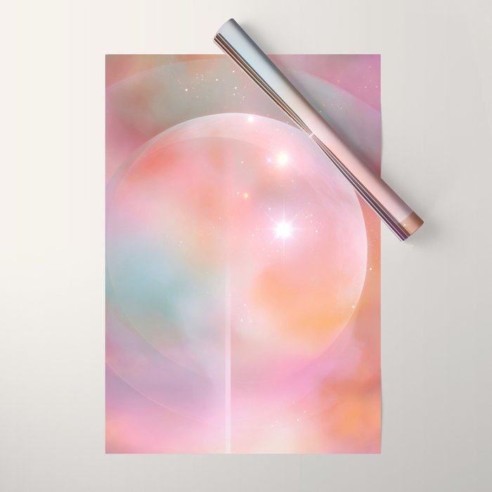 Boho Celestial Moon Abstract Cosmic Aura Art in Soft Pastels Wrapping Paper Gallery Image 1