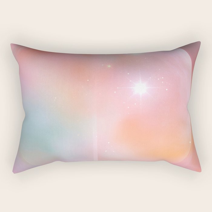 Boho Celestial Moon Abstract Cosmic Aura Art in Soft Pastels Rectangular Pillow Gallery Image 2