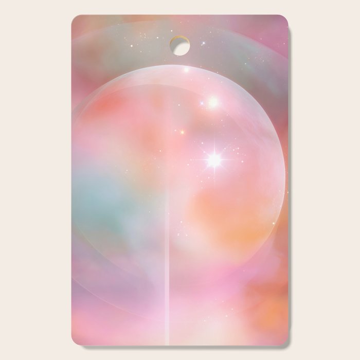 Boho Celestial Moon Abstract Cosmic Aura Art in Soft Pastels Cutting Board Gallery Image 1