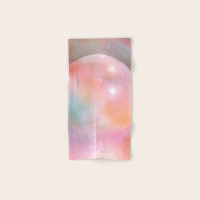 Boho Celestial Moon Abstract Cosmic Aura Art in Soft Pastels Bath Towel Gallery Image 1