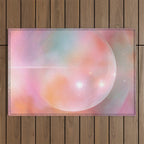Boho Celestial Moon Abstract Cosmic Aura Art in Soft Pastels Outdoor Rug Gallery Image 1