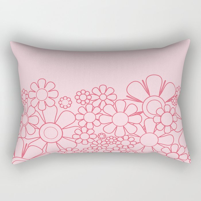 Pink Retro Garden Flower Cuff Minimal 60s Pastel Floral Rectangular Pillow Gallery Image 1
