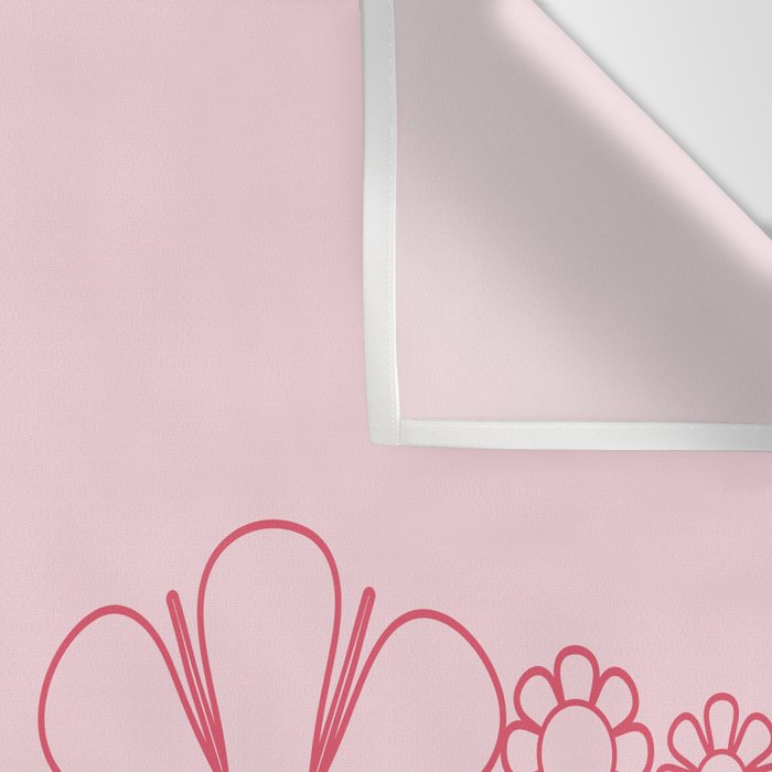 Pink Retro Garden Flower Cuff Minimal 60s Pastel Floral Wall Tapestry Gallery Image 3