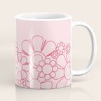 Pink Retro Garden Flower Cuff Minimal 60s Pastel Floral Coffee Mug Gallery Image 1