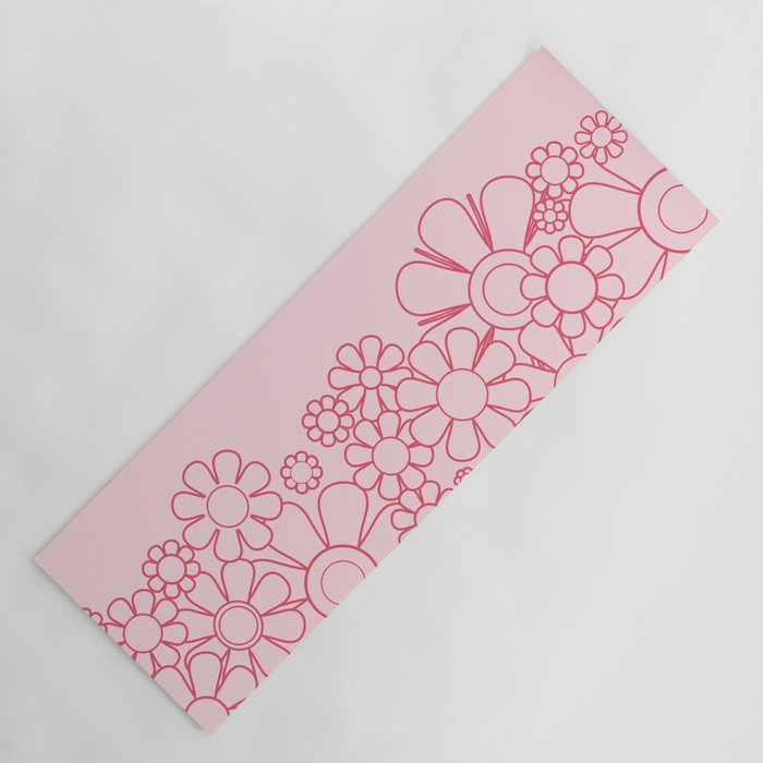 Pink Retro Garden Flower Cuff Minimal 60s Pastel Floral Yoga Mat Gallery Image 1