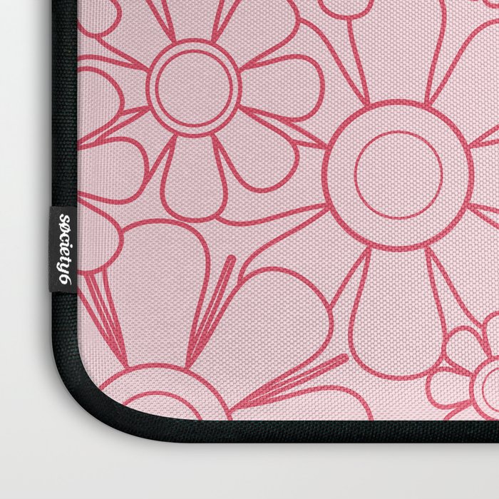 Pink Retro Garden Flower Cuff Minimal 60s Pastel Floral Laptop Sleeve Gallery Image 3