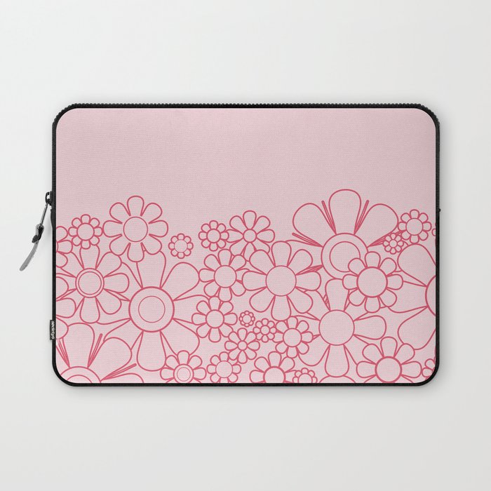 Pink Retro Garden Flower Cuff Minimal 60s Pastel Floral Laptop Sleeve Gallery Image 1