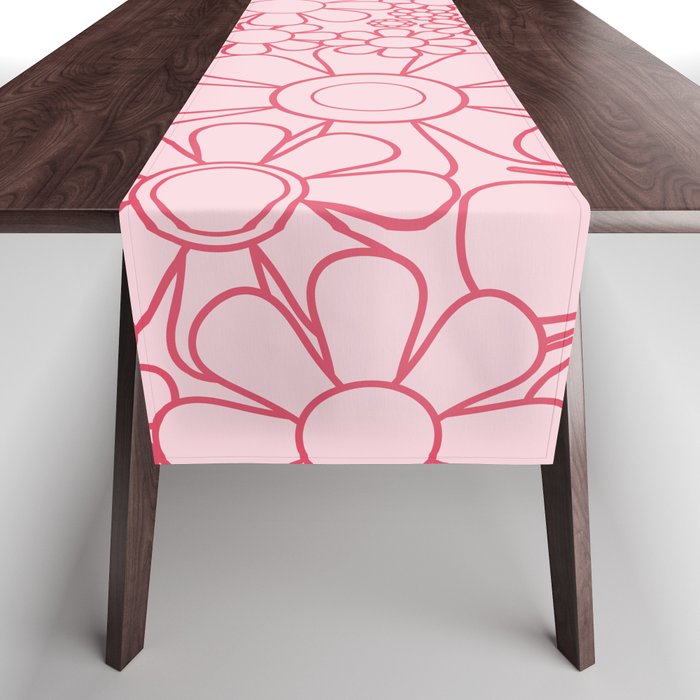 Pink Retro Garden Flower Cuff Minimal 60s Pastel Floral Table Runner Gallery Image 1