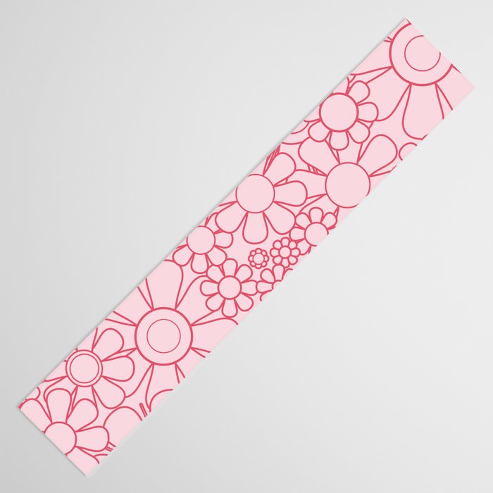 Pink Retro Garden Flower Cuff Minimal 60s Pastel Floral Table Runner Gallery Image 3
