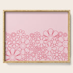 Pink Retro Garden Flower Cuff Minimal 60s Pastel Floral Serving Tray Gallery Image 1
