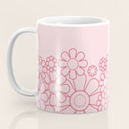 Pink Retro Garden Flower Cuff Minimal 60s Pastel Floral Coffee Mug Gallery Image 3