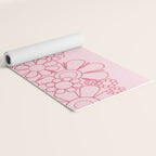 Pink Retro Garden Flower Cuff Minimal 60s Pastel Floral Yoga Mat Gallery Image 2