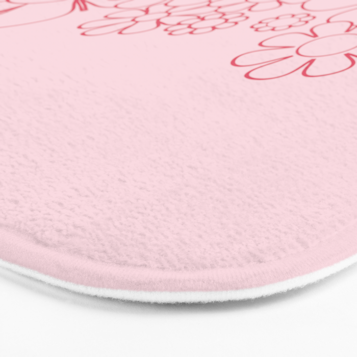 Pink Retro Garden Flower Cuff Minimal 60s Pastel Floral Bath Mat Gallery Image 3