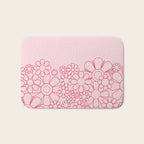 Pink Retro Garden Flower Cuff Minimal 60s Pastel Floral Bath Mat Gallery Image 1