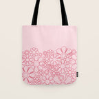 Pink Retro Garden Flower Cuff Minimal 60s Pastel Floral Tote Bag Gallery Image 1