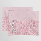 Pink Retro Garden Flower Cuff Minimal 60s Pastel Floral Placemat Gallery Image 1