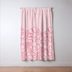 Pink Retro Garden Flower Cuff Minimal 60s Pastel Floral Window Curtain Gallery Image 3
