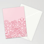 Pink Retro Garden Flower Cuff Minimal 60s Pastel Floral Stationery Card Gallery Image 2