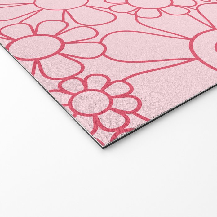 Pink Retro Garden Flower Cuff Minimal 60s Pastel Floral Welcome Mat Gallery Image 2
