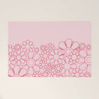 Pink Retro Garden Flower Cuff Minimal 60s Pastel Floral Welcome Mat Gallery Image 1