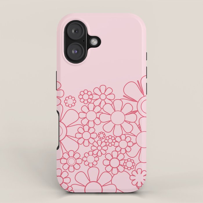 Pink Retro Garden Flower Cuff Minimal 60s Pastel Floral iPhone Case Gallery Image 1