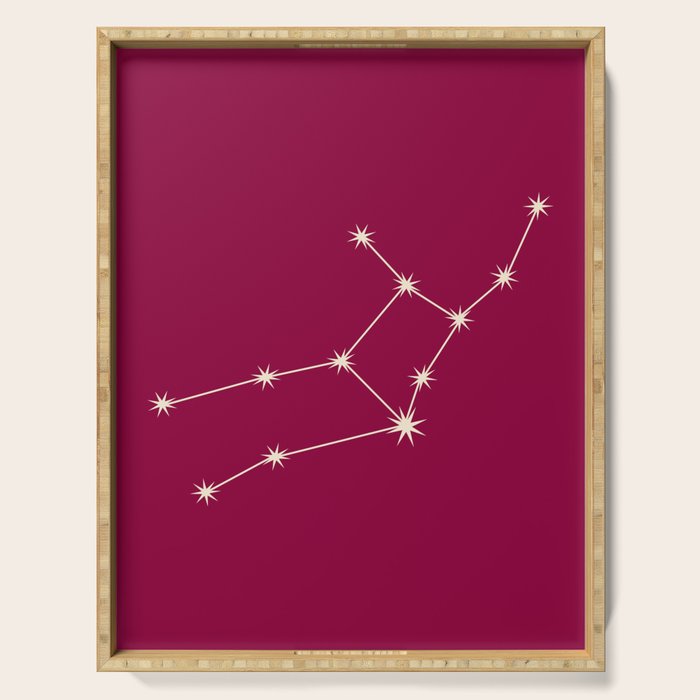 Virgo Zodiac Star Constellation Line Art Magenta Pink Serving Tray Gallery Image 1