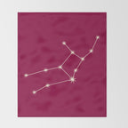 Virgo Zodiac Star Constellation Line Art Magenta Pink Throw Blanket Gallery Image 2