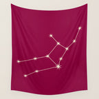 Virgo Zodiac Star Constellation Line Art Magenta Pink Wall Tapestry Gallery Image 4