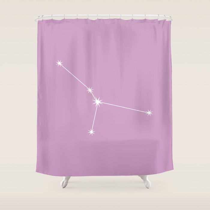 Cancer Zodiac Star Constellation Line Art Pastel Lilac Shower Curtain Gallery Image 1