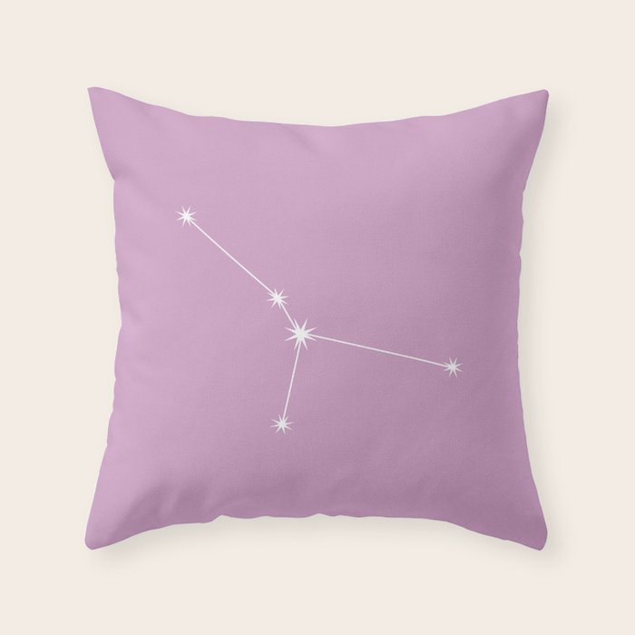 Cancer Zodiac Star Constellation Line Art Pastel Lilac Throw Pillow Gallery Image 6
