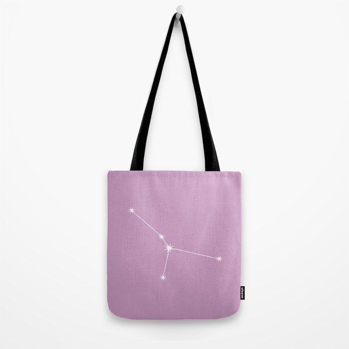 Cancer Zodiac Star Constellation Line Art Pastel Lilac Tote Bag Gallery Image 2
