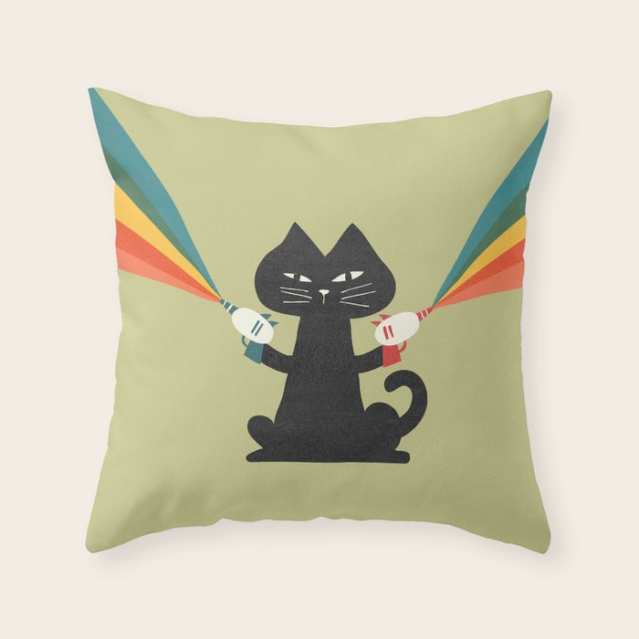 Ray gun cat Throw Pillow Gallery Image 6