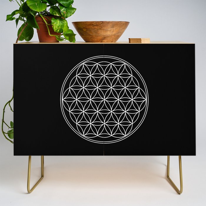 Flower of life on black Credenza Gallery Image 1