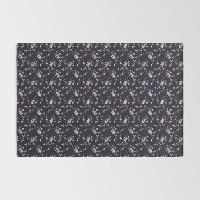 Tossed Watercolor Wildflowers - Midnight Rug Gallery Image 2