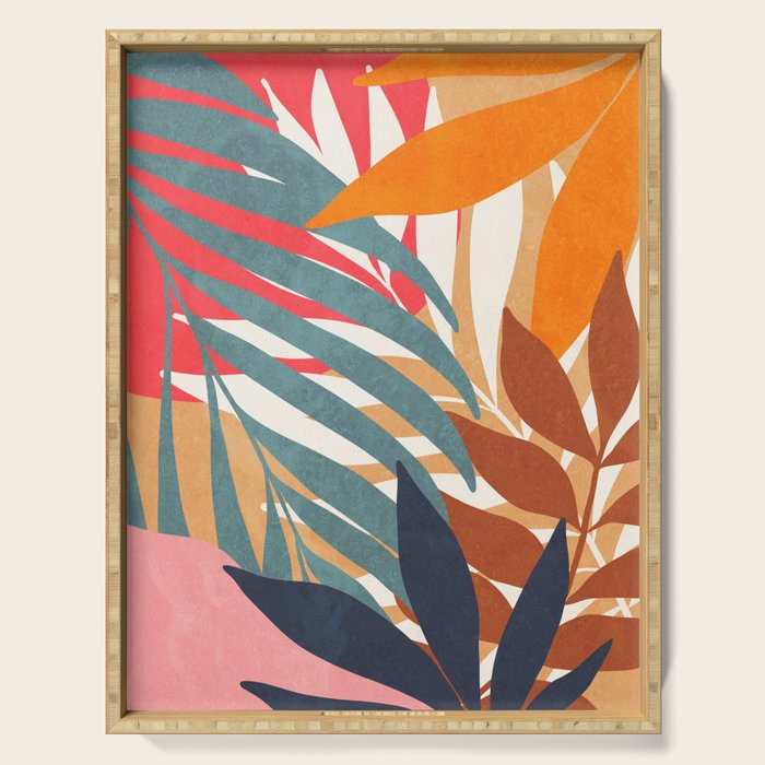 Abstract Boho Tropical Foliage 3 Serving Tray Gallery Image 1