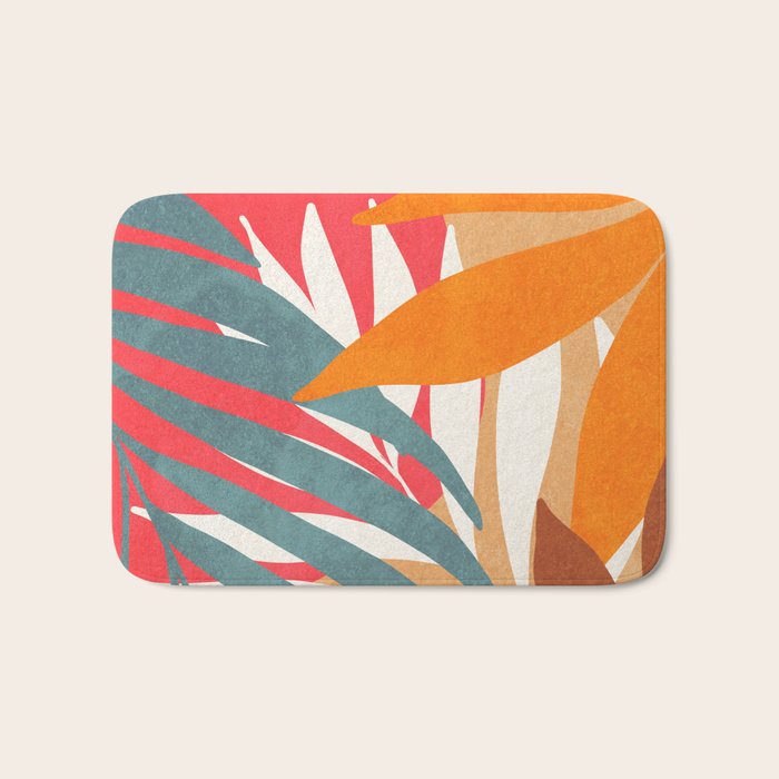 Abstract Boho Tropical Foliage 3 Bath Mat Gallery Image 1