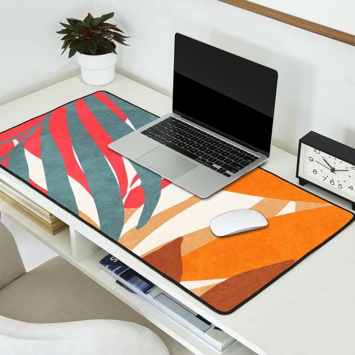 Abstract Boho Tropical Foliage 3 Desk Mat Gallery Image 2