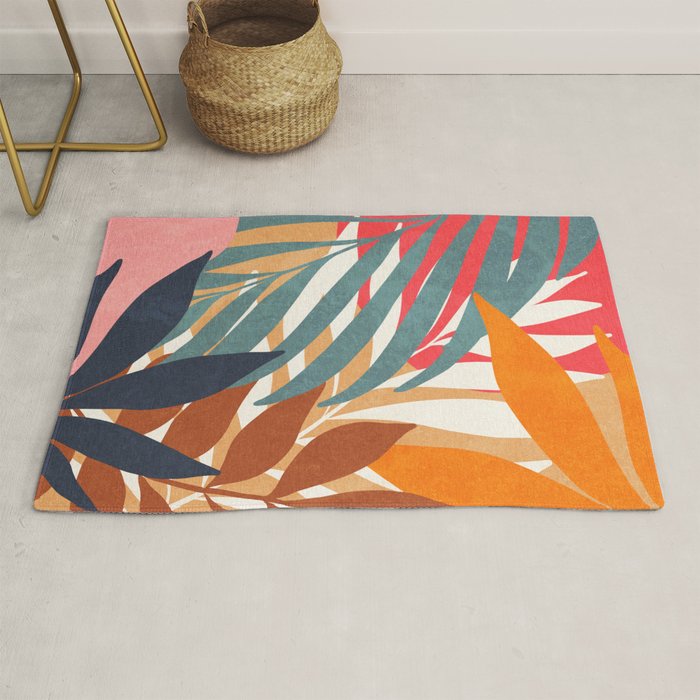 Abstract Boho Tropical Foliage 3 Rug Gallery Image 1