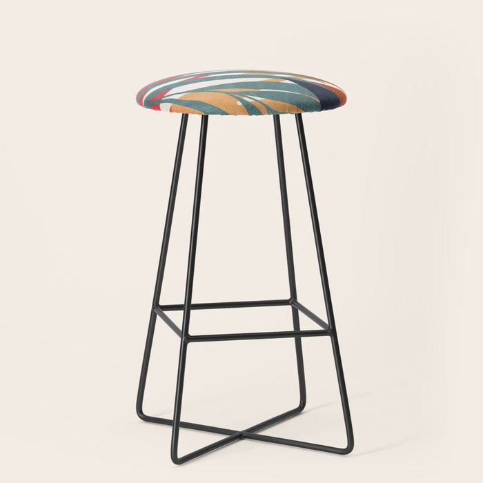 Abstract Boho Tropical Foliage 3 Stool Gallery Image 1