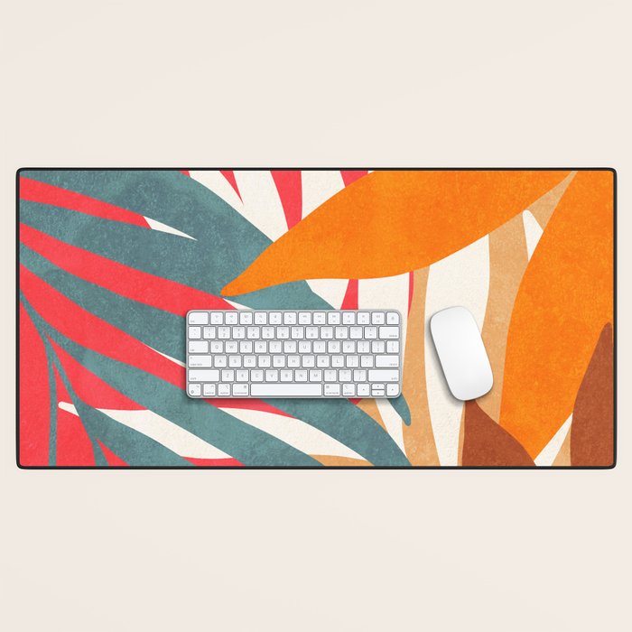 Abstract Boho Tropical Foliage 3 Desk Mat Gallery Image 1
