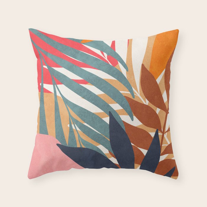 Abstract Boho Tropical Foliage 3 Throw Pillow Gallery Image 6