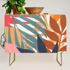 Abstract Boho Tropical Foliage 3 Credenza Gallery Image 1