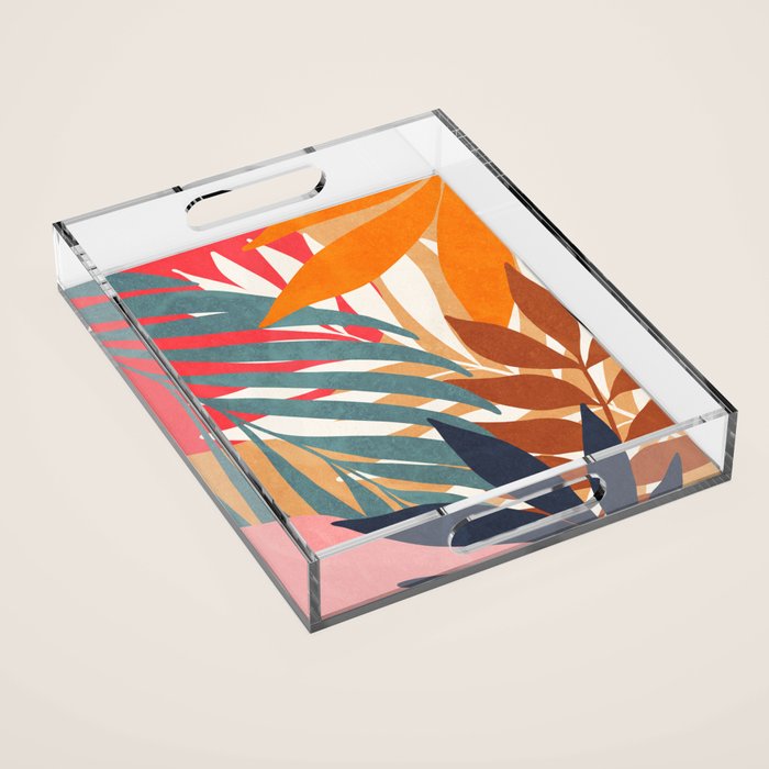 Abstract Boho Tropical Foliage 3 Acrylic Tray Gallery Image 1