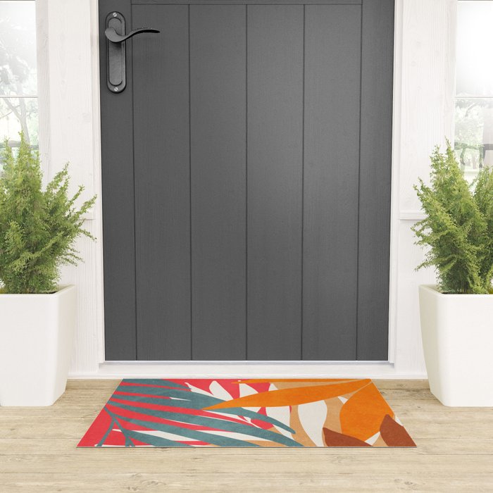 Abstract Boho Tropical Foliage 3 Welcome Mat Gallery Image 3