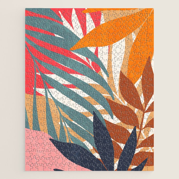 Abstract Boho Tropical Foliage 3 Jigsaw Puzzle Gallery Image 1