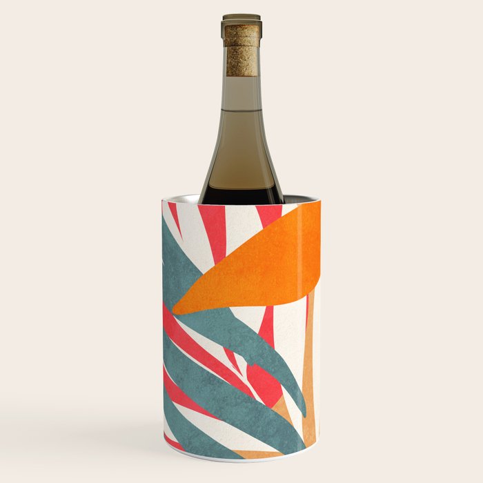 Abstract Boho Tropical Foliage 3 Wine Chiller Gallery Image 1