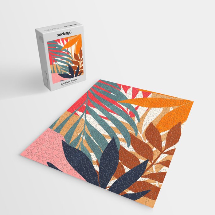 Abstract Boho Tropical Foliage 3 Jigsaw Puzzle Gallery Image 2